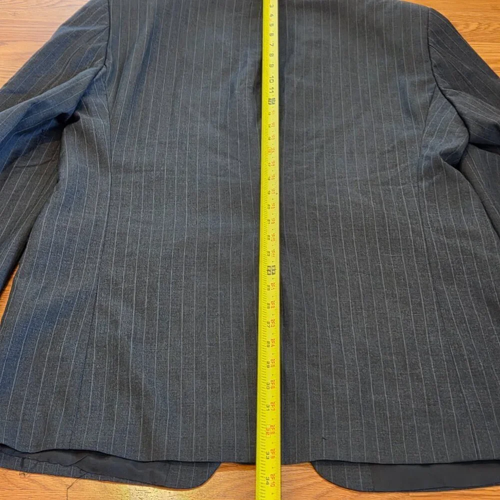 Men's Vintage Ralph Lauren Charcoal Gray Pinstripe Wool Blazer Sport Coat 43L
